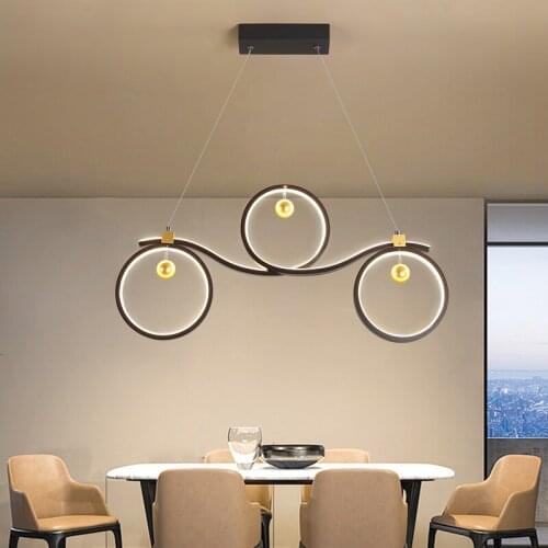LED Creative Chandelier Black Plated Modern Hanging Lamp For Dining Room Kitchen Restaurant Room Home Deco Luminaire Suspension
