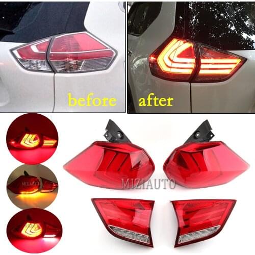 MIZIAUTO LED Tail Light For Nissan For X-trail Xtrail T32 2014-2019 Rear Lamp DRL+Brake+Park+Signal Light Fog Lamp Car Styling