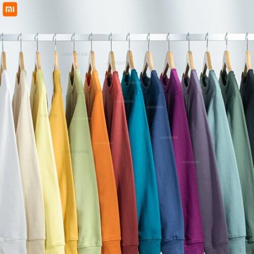Sweatshirt mens loose casual home jacket autumn solid color round neck top xiaomi youpin