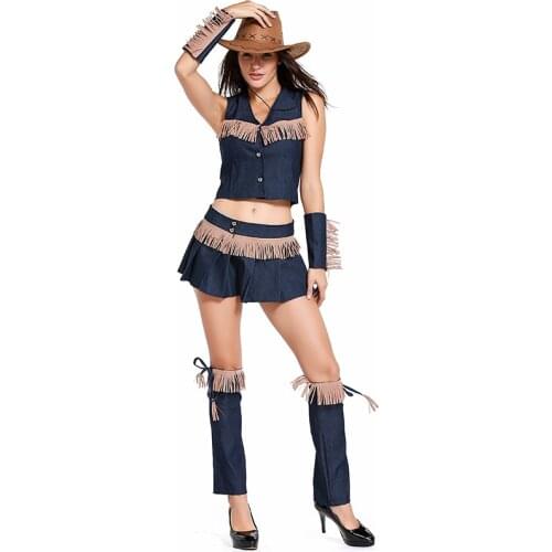 Umorden Womens Quickdraw Cutie Adult Sexy Lady Cowgirl Costume Fancy Halloween Purim Party Cosplay with Bra