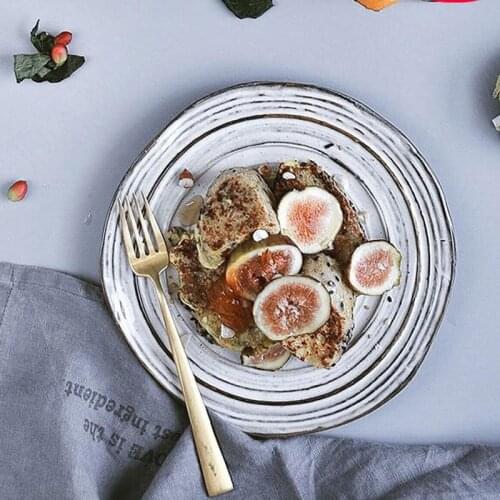 Japanese Ceramic Plate Hand Made Breakfast Bread Dish Western Steak Plates Dining Table Fruit Salad Dishes Kitchen Tableware