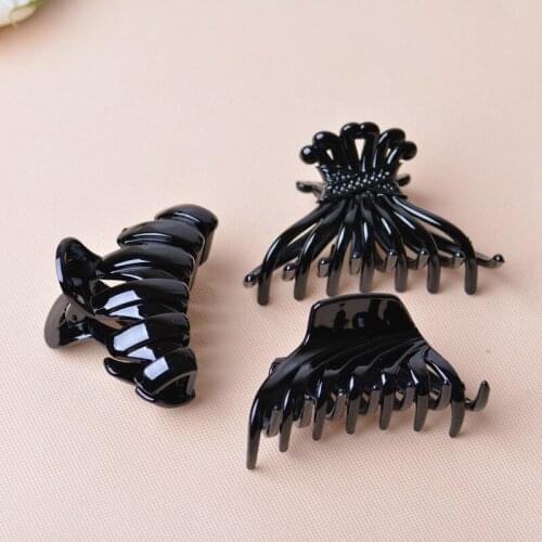 Large 1Pcs Women Hair Clip Plastic Acrylic Hairpins Solid Black Hair Crab Claws Girls Make Washing Tool Accessories Headwear