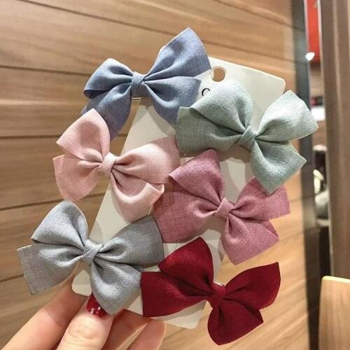 Cute Solid Hair bow Girls hair accessories Kids hairpins Boutique Handmade Bows with clips Girls Headwear 6 colors Free shipping