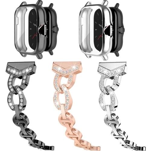 Watchband Protective Case For Xiaomi Huami Amazfit GTS 2 Mini 2E Bip S U Pro Strap Touch Screen Screen Protector Diamond Band