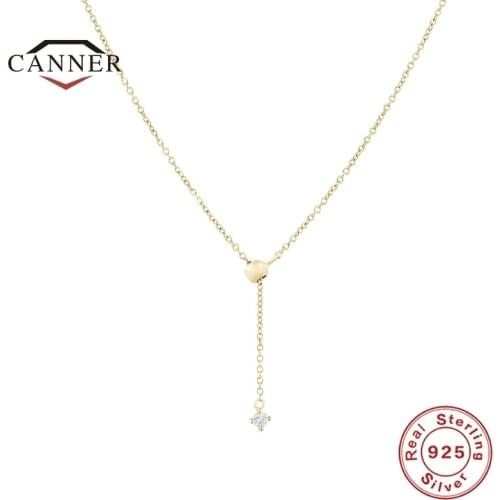 CANNER Real 925 Sterling Silver 2021 New INS Style Y-shaped Zircon Clavicle Necklace For Women Gold Color Fine Jewelry Collares