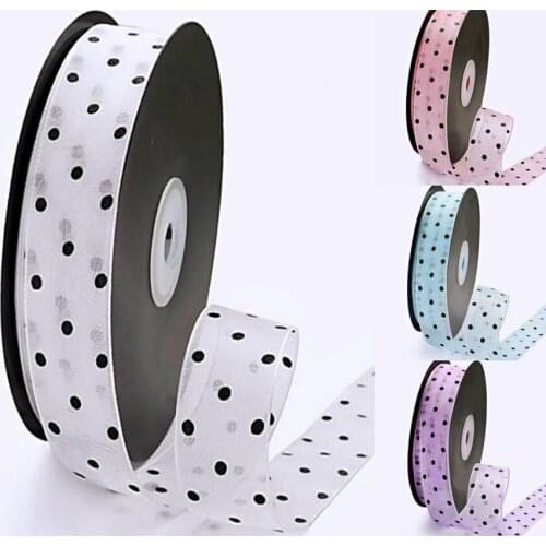 1 '25mm polka dots ribbon 45m tulle DIY handmade material headdress hair bow flowers gift packaging