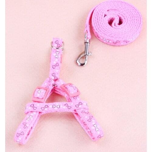 1Pcs Dog Nylon Adjustable Harness Set with Lead Leash Pet Supplies Cartoon Printing Puppy Walking Training Traction Rope Halter