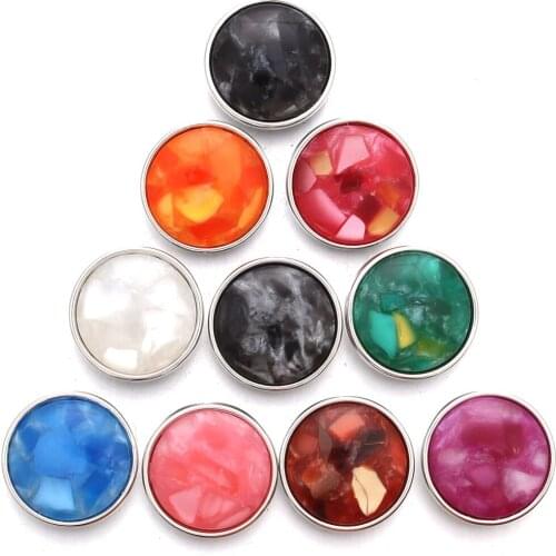 10Pcs/lot New 18mm Resin Snap Buttons Jewelry Colourful Imitation Natural Stone Snap Button Fit 18mm/20mm DIY Snap Bracelet