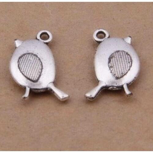 100pcs Bird Charms 10mm x 18mm DIY Jewelry Making Pendant antique silver color