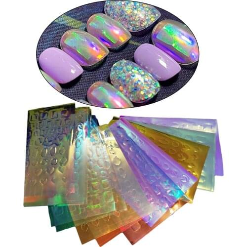11Pcs Quality Nail Art Stickers Wrapped Gradient Glitter Manicure Decoration Supplies for Women Girls Kids Home Use Vacation