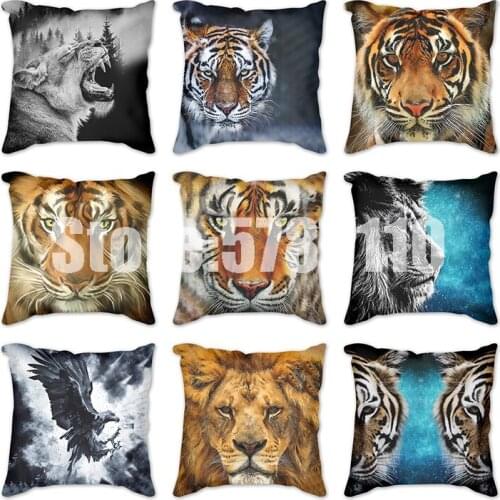 18 inches Tiger lion parrot wolf dog fox Cushion Cover Pattern 45*45cm Square Throw Pillows Covers Car Sofa Home Pillow Case