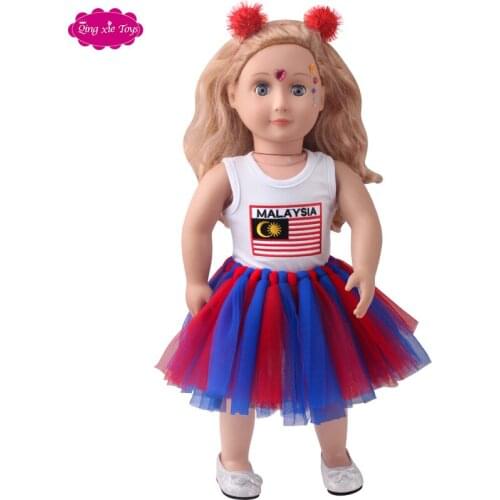 18 inch doll dress American kids love for Christmas Malaysian flag
