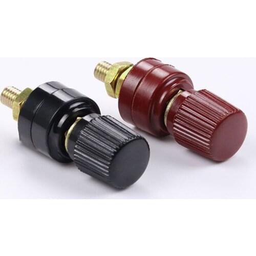 2Pcs New 6mm Stud Premium Remote Battery Power Junction Post Connector Terminal Kit Red+black For 6mm Stud Cable Connection
