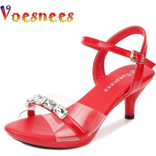 2021 Transparent Shine Rhinestones Sandals Summer New Solid Color Bling Shoes Wedding Womens Shoes Sexy Wedding Party High Heel