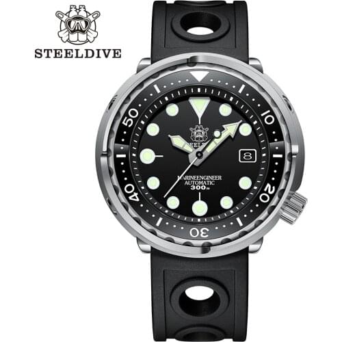 SD1975 Black Dial Ceramic bezel 30ATM 300m Waterproof Stainless Steel NH35 Tuna Mens Dive Watch