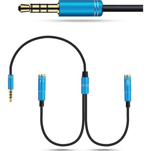 3.5mm One-to-two Audio Adapter Stereo Audio Male to 2 Female Headset Mic Y Splitter Cable Adapter Cable Audio Extension Cord