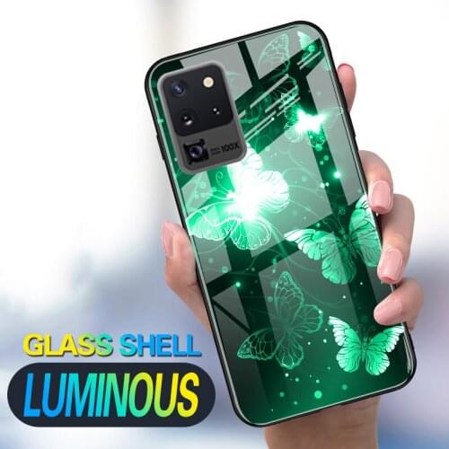 3D Flower Luminous Glass Case For Samsung Galaxy S20 Ultra S11 Plus Light Glow Silicone TPU Cover For Samsung S11E