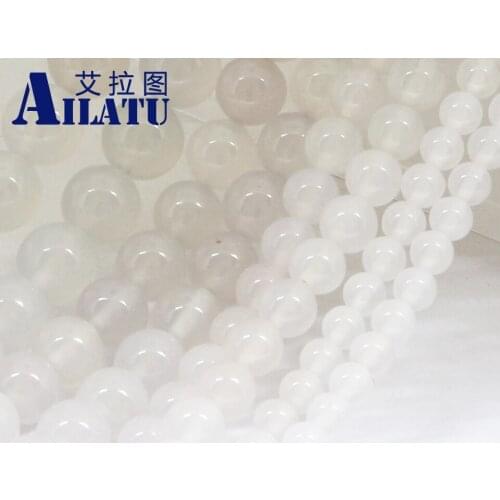 Ailatu Natural White Round Onyx Stone Beads 15" Strand 6 8 10 12 14MM Pick Size For Jewelry Making
