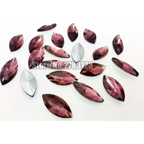 Free shipping Horse eye shape high quality Glass Crystal wine red pointback rhinestones Complete model SWMP018