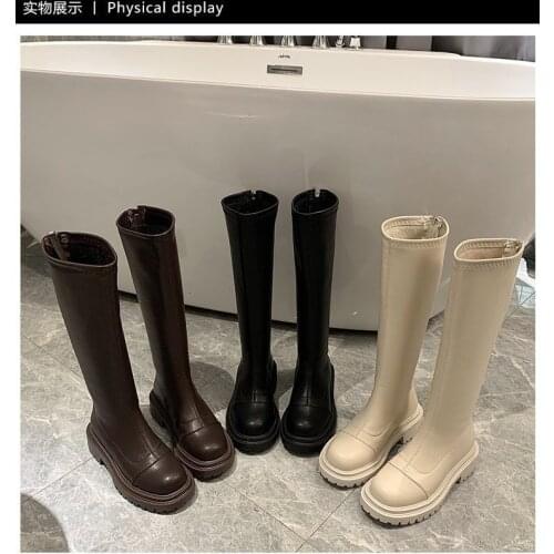 British style thick-soled over-the-knee boots womens zipper stretch boots high-top rider boots
