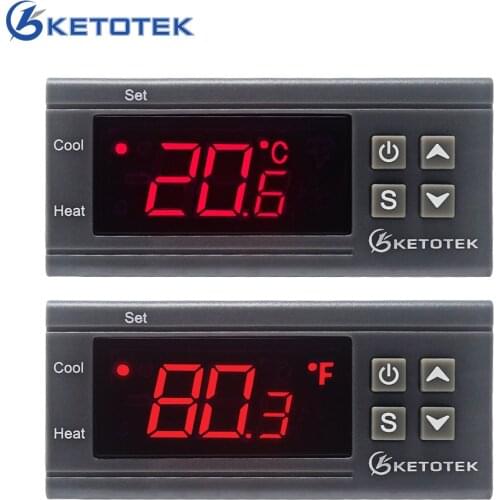 KT1000 Digital Thermostat Temperature C/F Dual Heating Cooling Thermostat Regulator Temperature Controller 1m NTC Sensor