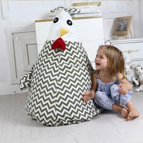Childrens cock plush toy collection cartoon shape bean bag chair lazy sofa zip lock bags wardrobe organizer storage