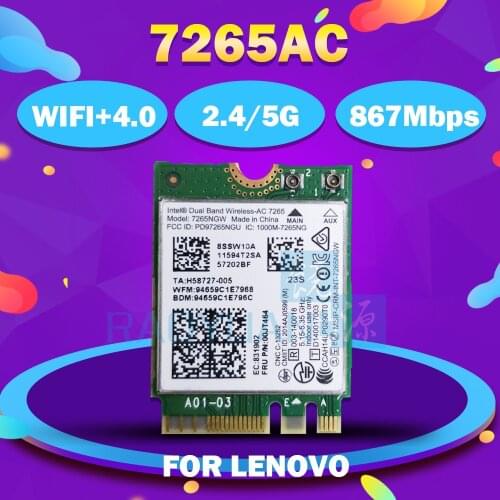 Dual Band Wireless-AC 7265 7265NGWAC 7265AC NGFF 867Mbps Wlan Card 04X6030 FRU:00JT464 for E450 E550 E555