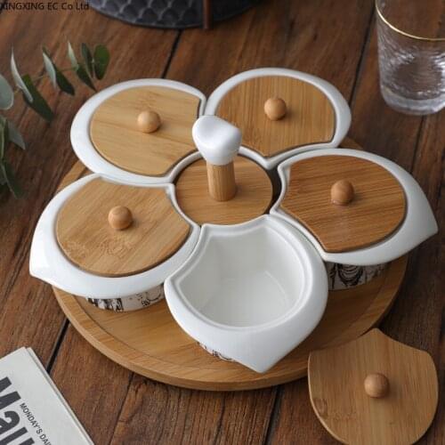 Fruit Platter Turntable with Lid Creative Pattern Dessert Plate Snack Fruit Plate Set Storage Box Afternoon Tea Table Supplies