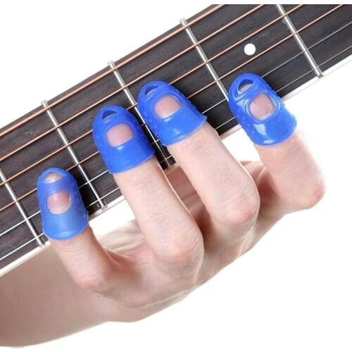 HOT SALE! 4Pcs/Set Silicone Finger Guards Guitar Fingertip Protectors For Ukulele Guitar