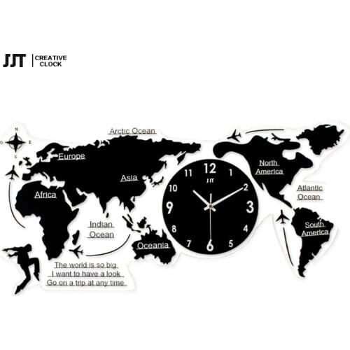 Creative World Map 3d Wall Clock Modern Large Luminous Clocks Wall Home Decor Living Room Acrylic Silent Watch Reloj Gift D08