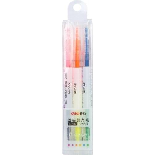 6 set/Lot Two Color Highlighter Pens Novelty Oblique tip highlight maker Liner Drawing for office copy fax school student F935
