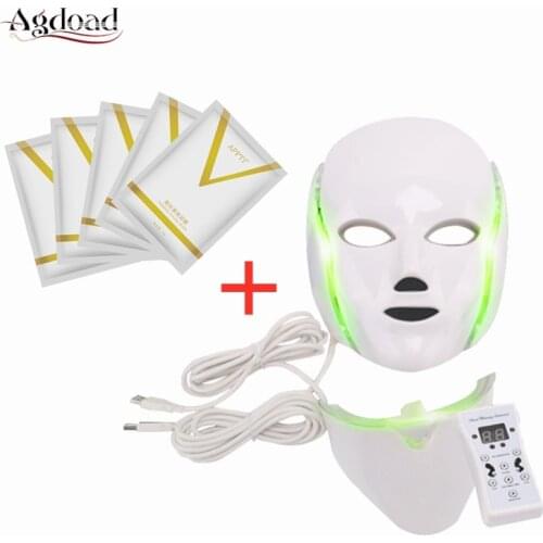 7 Colors Light Theraphy Mask Skin Rejuvenation Electroporation Facial Neck Wrinkles Reduce with Facial Lifting Mask Skin Care