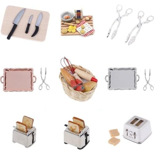 Microwave Food Bread Cooking Board Knife Chopping Block 1: 12 1:6 Scale Miniature For Doll House Pretend Play Kitchen Toy