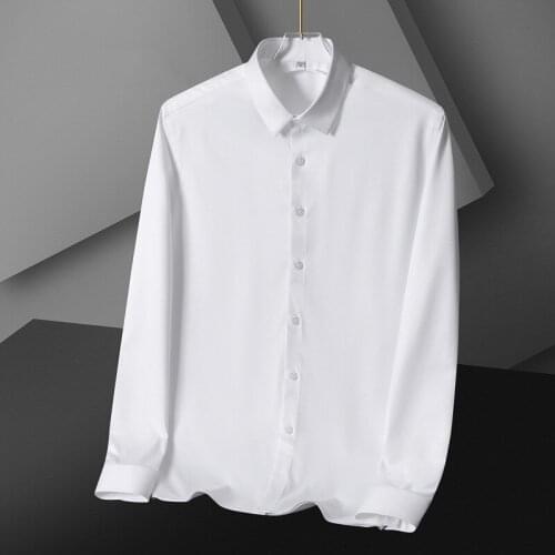 Mens Long Sleeve Dress Shirt Non-Iron Solid Color Basic Business Stretch Summer Casual Breathable Comfortable Formal Shirts