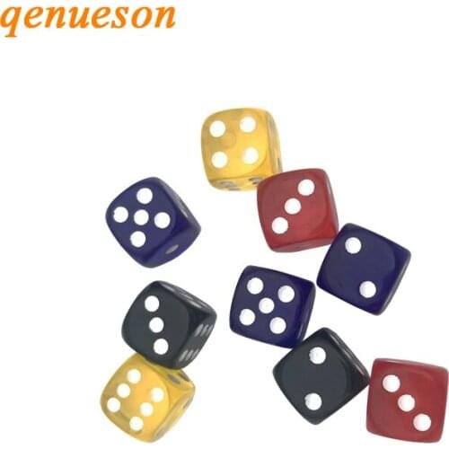 8Pcs 16mm Acrylic Dice Transparent Color White Point Dice Set Round Corner Four Color Hexahedron Table Games D6 Club Board Games