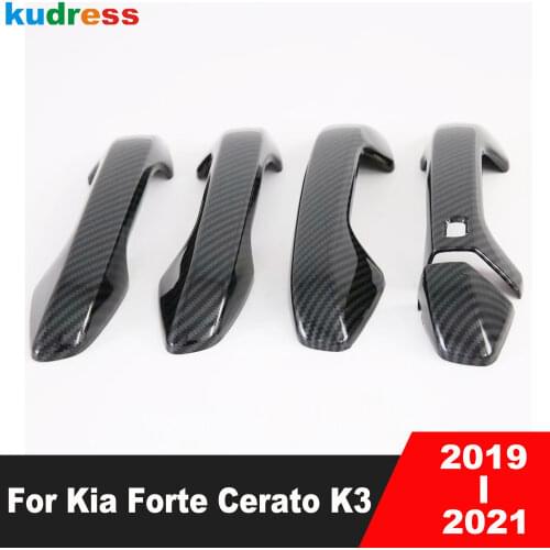 For Kia Forte Cerato K3 2019 2020 Carbon Fiber Car Side Door Handle Cover Trim Protective Covers Sticker Styling Accessories LHD