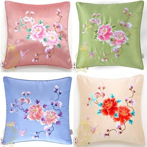 NEW Chinese embroidery cotton Pure handmade peony flowers gifts fashion pillow cushion jc012