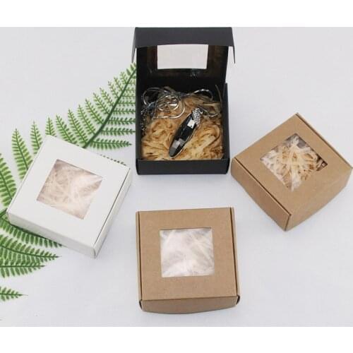 Wholesale 500Pcs Kraft Paper Box Transparent PVC Window Soap Boxes Jewelry Gift Packaging Box Wedding Favors Candy Box