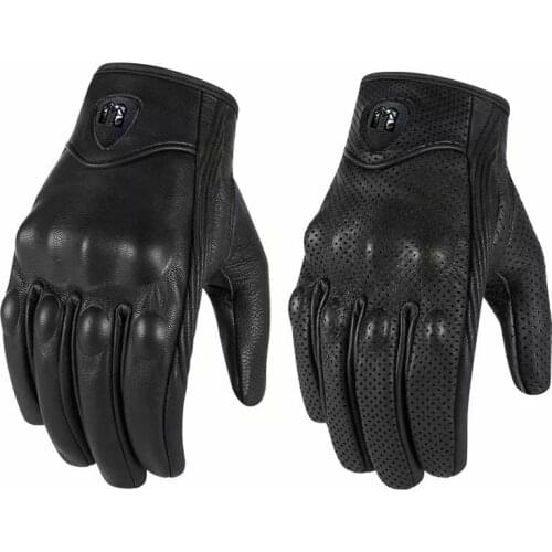 Genuine Leather Automotive MTB Bike Off-road Motorcycle Mens Black Gloves-monorail