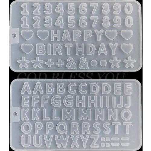 2 Pcs Alphabet Crystal Epoxy Resin Mold English Letters Number Pendant Keychain Casting Silicone Mould DIY Crafts Making Tools