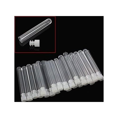 12x100mm Clear Plastic Test Tube With Cap U-shaped Bottom Long Transparent Test Tube Lab Supplies 10 Pcs /set