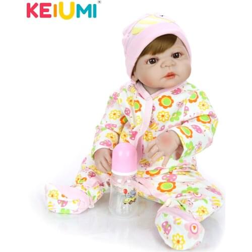 KEIUMI 23 Inch Lifelike Reborn Girl Doll Full Silicone Body Realistic Reborn Baby Toy For Children Birthday Gifts