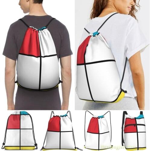 Men Sackpack Strap Bags Mondrian Style Women Purpose Drawstring Backpacks Outdoor Travel Backpacks For Gym Training Fitness Bag