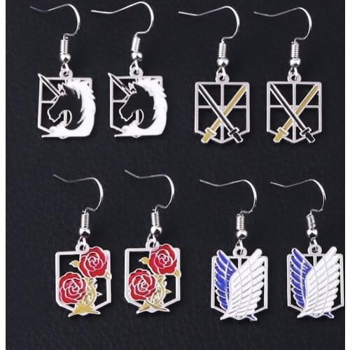 Anime Attack On Titan Drop Earring Attack Wings Trainee Survey Corps Pendant Earring Cерьги For Women Girl Cosplay Jewelry Gift