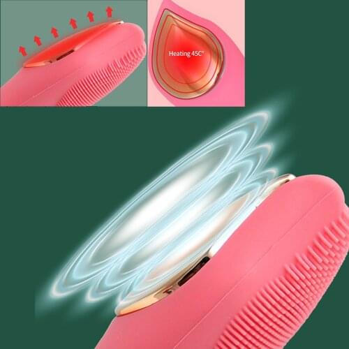 Heating Facial Cleansing Brush Electric Waterproof Face Cleaner Blackhead Remover Skin Deep Cleaning Absorb Nutrient Beauty Care