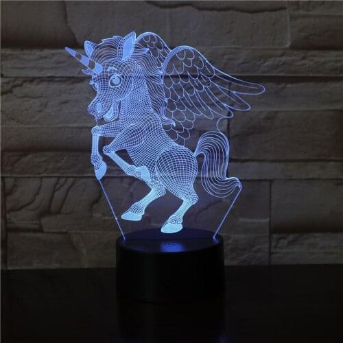 Animal lovely Unicorn Style 3D LED Night Light Multicolor RGBw Bulb Christmas Decorative Gift Cartoon Luminaria Lamp 3441