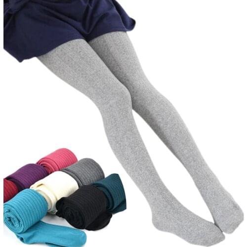 Warm Autumn Winter Cotton Girl Tights Solid Color Knitted Tights Kids Children Pantyhose Baby Stockings 2-9 T