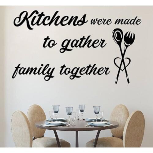 Vinyl Kitchen Were Made To Gather Family Together Art Words Wall Decals Murals Decor Waterproof Kitchen Tile Stickers DW7258