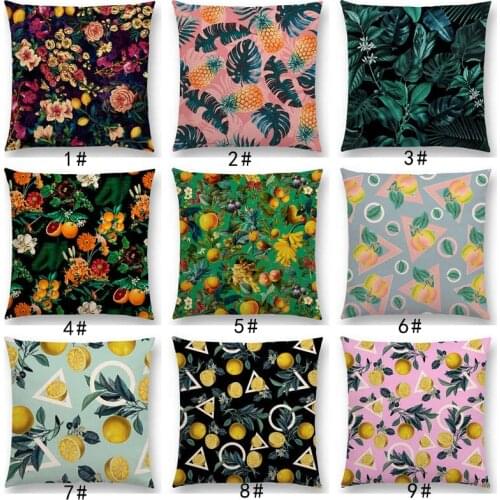 Latest Fruit Floral Leaf Prints Lemon Peach Pineapple Tropical Jungle Garden Vintage Car Sofa Throw Pillow Case Cushion Cover
