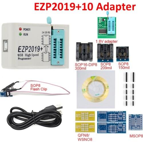 High Speed USB Programmer EZP2019 with 10 Sockets Support 24 25 26 93 EEPROM 25 flash bios chip EZP 2019 Support WIN7&WIN8